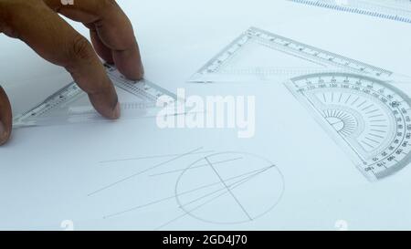 Design Professional using drawing tools close up Stock Photo