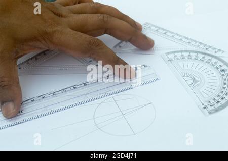 Design Professional using drawing tools close up Stock Photo