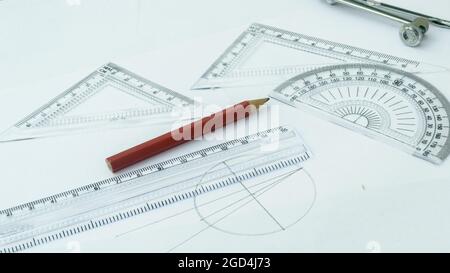 Design Professional services drawing tools close up Stock Photo