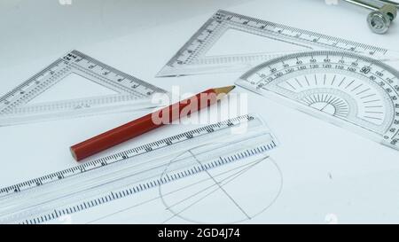 Design Professional services drawing tools close up Stock Photo