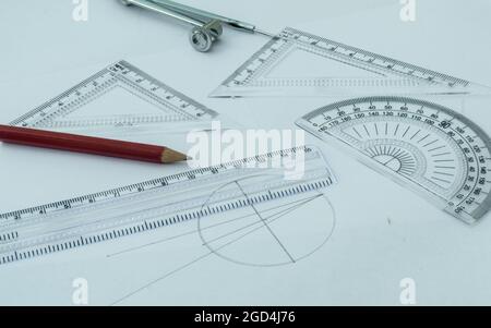 Design Professional services drawing tools close up Stock Photo
