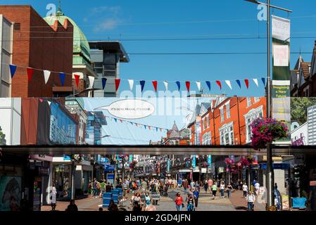Temporary artwork on a railway bridge over High Street, Southend on Sea. By Janette Parris, titled A view without the Bridge, designed to make it gone Stock Photo