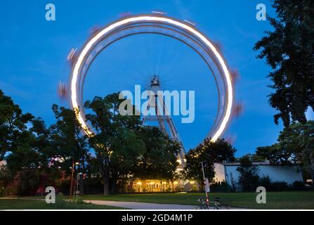 geography / travel, Austria, Vienna, Prater, Ferris wheel, blue hour, ADDITIONAL-RIGHTS-CLEARANCE-INFO-NOT-AVAILABLE Stock Photo