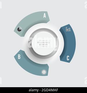 Abstract elements of graph infographic template with label, integrated circles. Business concept with 3 options. For content, diagram, flowchart, step Stock Vector