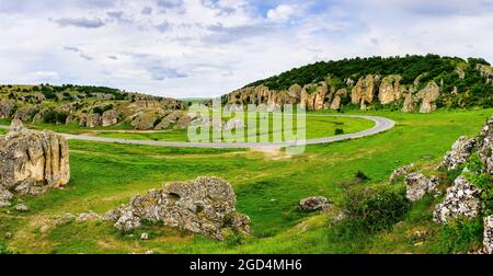 Panorama of Dobrogea Gorges (Cheile Dobrogei) Romania. Stock Photo