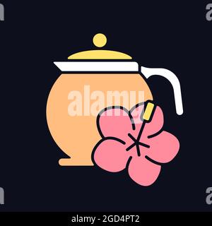 Hibiscus tea RGB color icon for dark theme Stock Vector