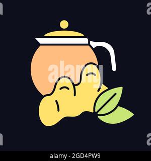 Ginger tea RGB color icon for dark theme Stock Vector