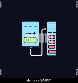 Recharge from computer RGB color manual label icon for dark theme Stock Vector