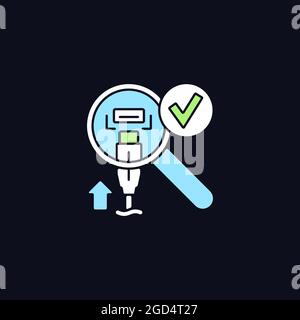 Check if connector and port match RGB color manual label icon for dark theme Stock Vector