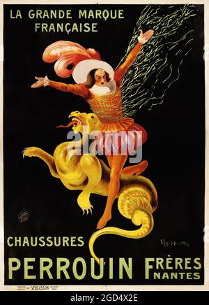 French Poster – Artwork by Leonetto Cappiello. Hi res. Digitally enhanced / improved. Chaussures Perrouin frères, Nantes: La grande marque française. Stock Photo