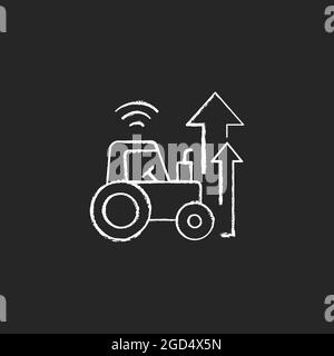 Agricultural modernization chalk white icon on dark background Stock Vector