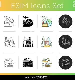 Work on farm icons set Stock Vector