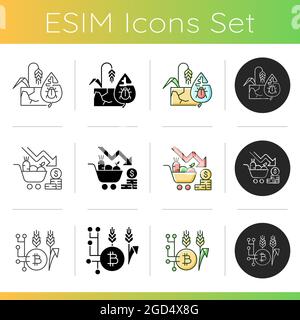 Agricultural innovations icons set Stock Vector