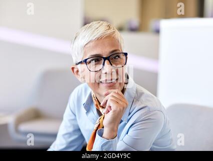 senior busniess people talking office communication Stock Photo