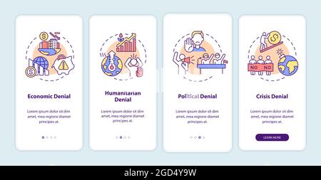 Humanitarian denial onboarding mobile app page screen Stock Vector