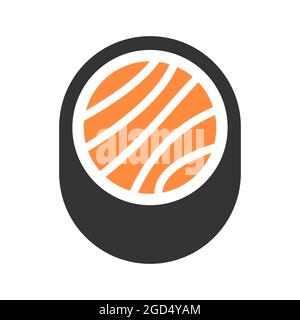 Logo sign sushi, fish with rice, vector symbol logo sushi bar simple illustration Stock Vector