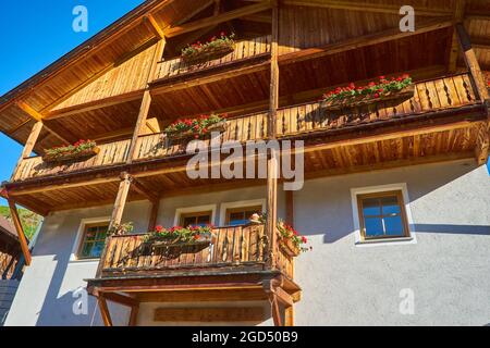 Modern wooden alpine Style Architecture with Balcony and varnished ...