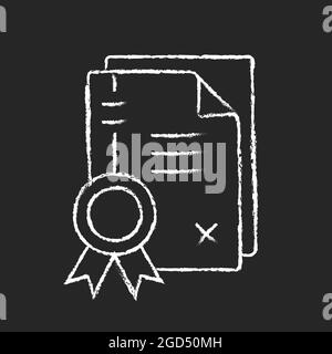 Patents chalk white icon on dark background Stock Vector