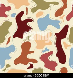 Seamless abstract pattern of organic shapes in modern colors for textures, textiles, and simple backgrounds. Flat style Stock Vector