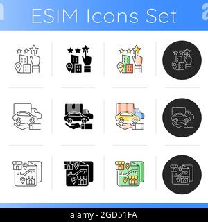 Corporate owning vehicle icons set Stock Vector