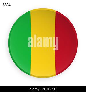 MALI flag icon in modern neomorphism style. Button for mobile application or web. Vector on white background Stock Vector