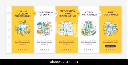 Instruments of smart city yellow onboarding vector template Stock Vector