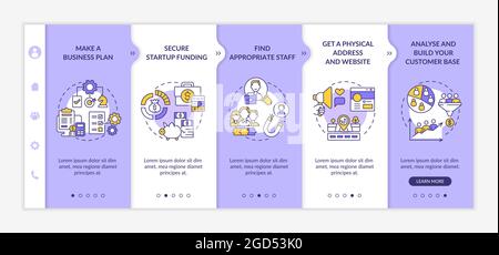Startup launch process steps onboarding vector template Stock Vector
