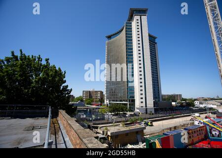 Empress State Building, Empress Approach, Lillie Road, West Brompton, London, SW6 1TR. General View GV of the new Counter Terrorism Operations Centre Stock Photo