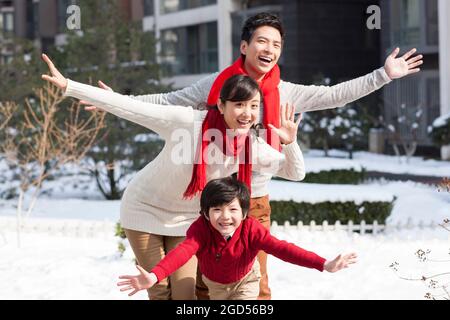 Happy family in new year Stock Photo