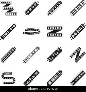 Led strip lights icons set outline vector. Module led. Light bright ...
