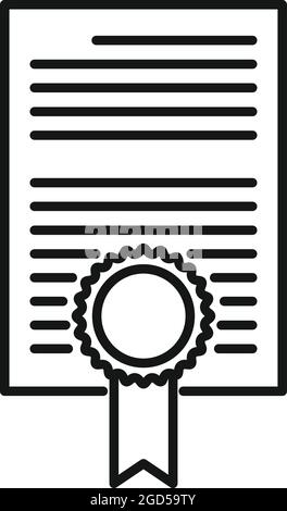Diploma paper icon outline vector. Certificate design. Document ribbon Stock Vector