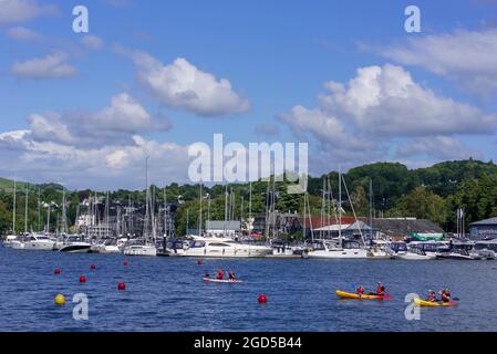 Yacht marina at Bowness on Windermere in the lake district. Stock Photo