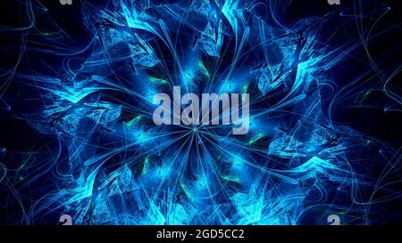 Blue fractal flower - abstract computer generated 3d illustration Stock Photo