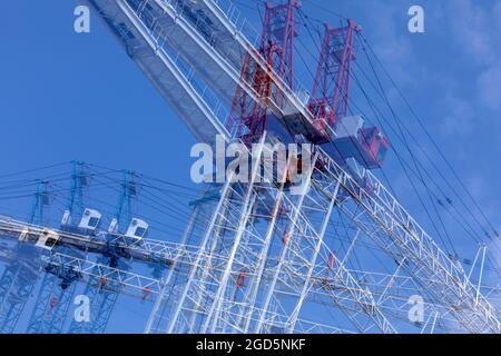 Multiple exposer of two construction cranes at construction site. Ontario Canada. Stock Photo