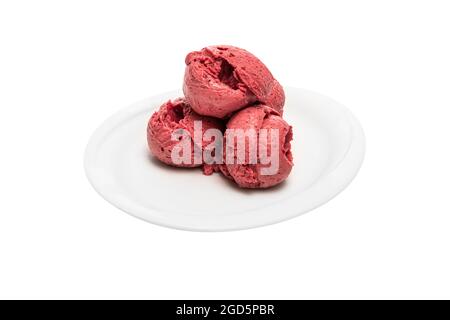 Blackberry ice cream, raspberry ice cream. Organic fruit ice cream scoops, no coloring added / Natural fruit colors Stock Photo