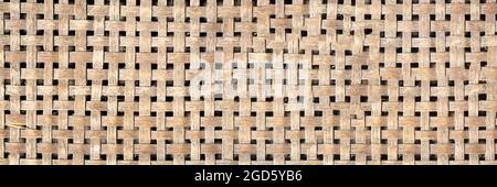 Wood grain background Bamboo art. Texture background of bamboo basketry. Panoramic banner. Selective focus Stock Photo