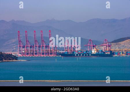 A View of global port at international port in Busan, South Korea. Stock Photo