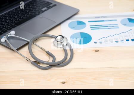 Stock market hospital healthcare finance account report big data Stock Photo