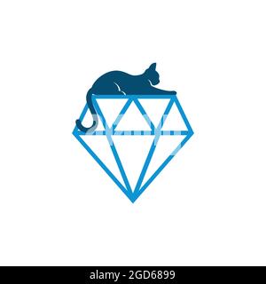 abstract diamond cat logo icon flat vector concept graphic design Stock Vector