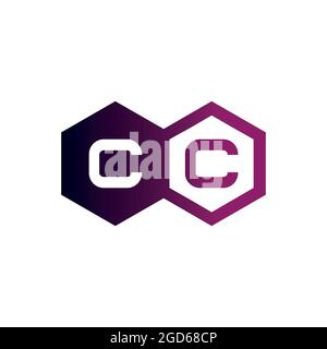 letter cc polygon logo icon flat vector concept graphic design Stock Vector