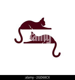 abstract cat pets logo icon flat vector concept graphic design Stock Vector