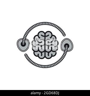 brain anesthesia abstract logo icon flat vector concept graphic design Stock Vector