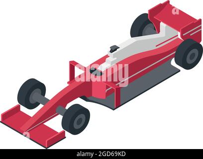 Formula 1 red racing car side view vector icon. Championship one ...