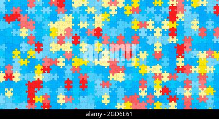 Beautiful colorful puzzle pieces. Colourful mosaic formed puzzles pattern problem solving concept. Template for design of poster, fabric, packaging ma Stock Vector