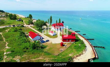 Pointe point Betsie Lighthouse on Lake Michigan original name was pointe Aux Bec Scies Stock Photo