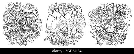 Figi cartoon vector doodle designs set. Stock Vector