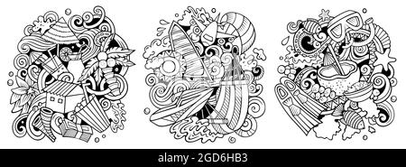 Maldives cartoon vector doodle designs set. Stock Vector