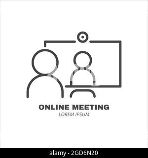 Computer with two people conferencing, online meeting Stock Vector