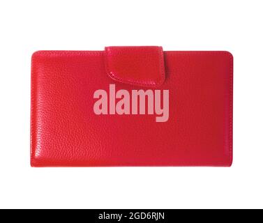 Red leather wallet isolated on white background Stock Photo