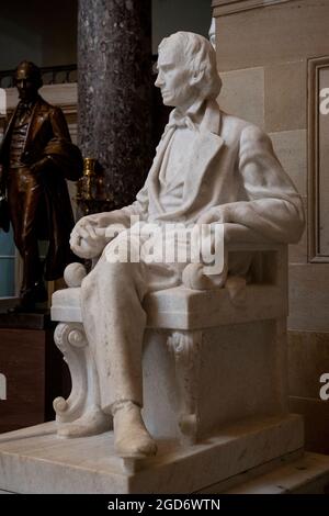 Washington, United States Of America. 11th Aug, 2021. A statue of former Vice President of the Confederacy Alexander Hamilton Stephens is seen Statuary Hall at the US Capitol in Washington, DC on Wednesday, August 11, 2021. This is one of four Confederate statues which remain in Statuary Hall. Credit: Rod Lamkey/CNP/Sipa USA Credit: Sipa USA/Alamy Live News Stock Photo